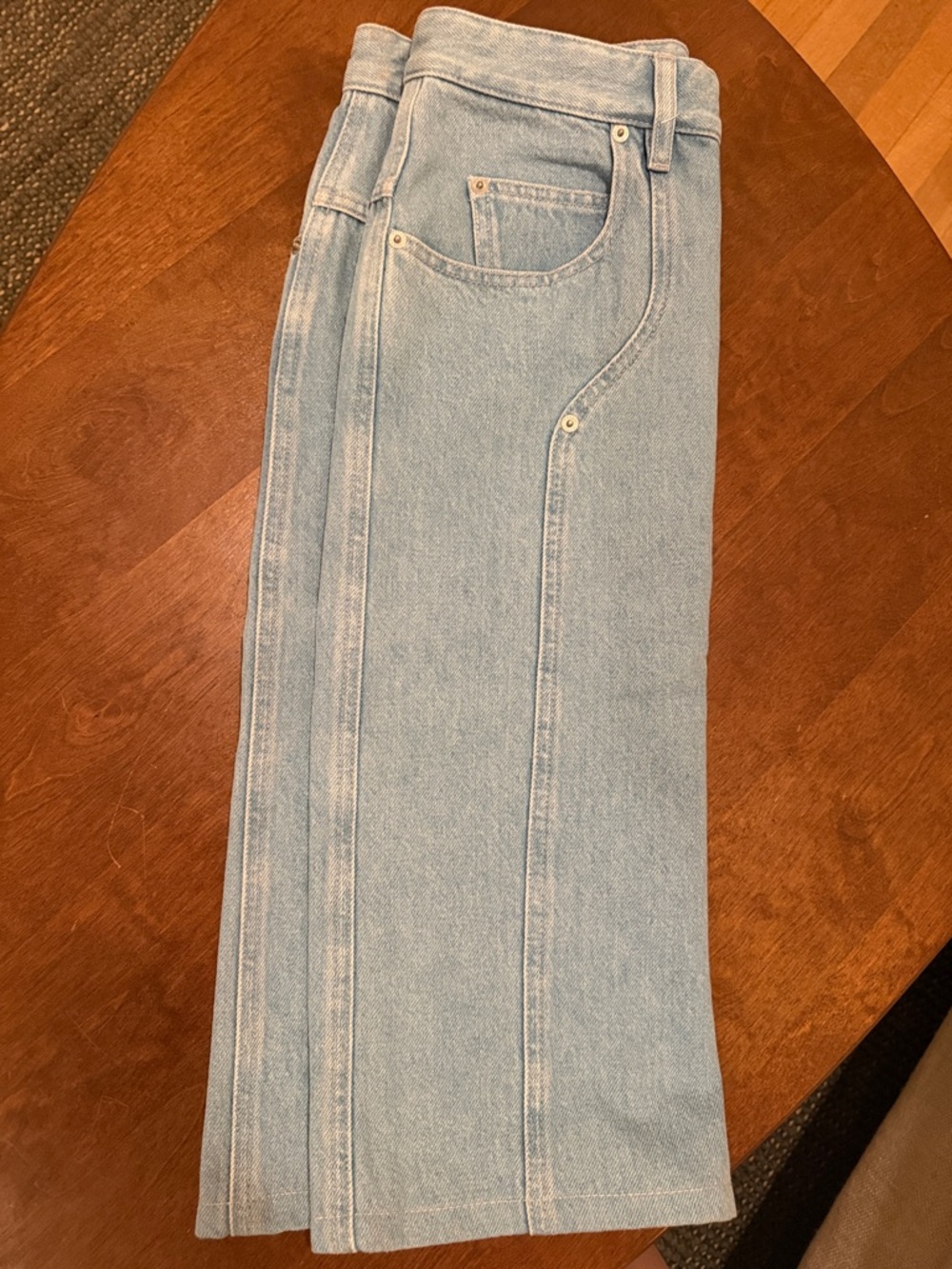 Isabel Marant Etoile Vandy Denim Midi Skirt 38 Button Front High Rise Light Wash - Picture 10 of 10